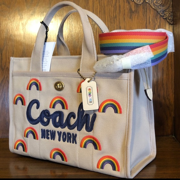 NWT-Coach-Rainbow🌈Embroidered Cargo Tote Bag-Rainbow🌈Strap-$350 - Picture 3 of 16